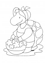 Черепаха с корзинкой - раскраска					№12079