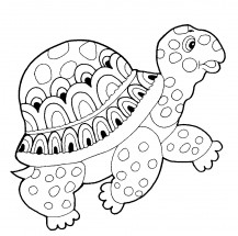 Черепаха с красивым узором - раскраска					№2329