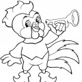 Цыпленок с трубой - раскраска №11956
