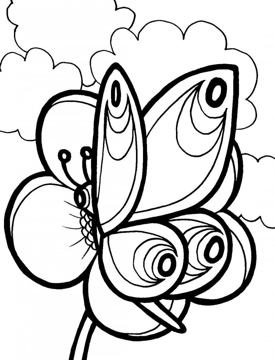 Бабочка на фоне неба - раскраска №4050