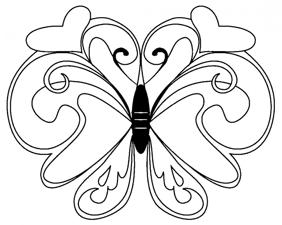 Бабочка с сердечками - раскраска №2076