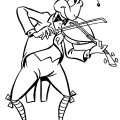 Симпатичный кузнечик со скрипкой - раскраска №3006