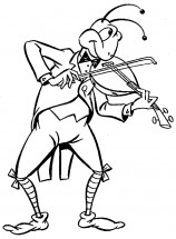 Симпатичный кузнечик со скрипкой - раскраска					№3006