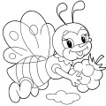 Пчела несет ягоду - раскраска №12491