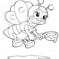 Пчела с ложкой нектара - раскраска №4045