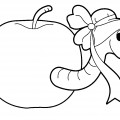 Червяк в яблоке - раскраска №3070