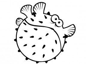Рыба еж с глазками - раскраска					№11796