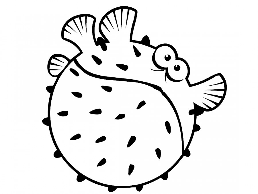 Рыба еж с глазками - раскраска №11796