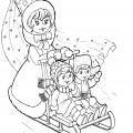 Зимняя фея катает детей на санках - раскраска №4339