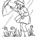 Весенний дождь и девочка в галошах - раскраска №14308