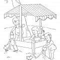 Дети в песочнице - раскраска №9888