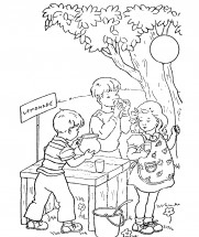 Дети продают лимонад - раскраска					№3999