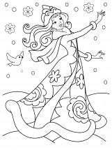 Девушка зима - раскраска					№10349