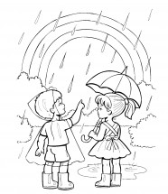 Летний дождик и радуга - раскраска					№12109
