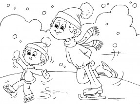 Два брата на коньках - раскраска					№11552
