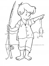 Молодой рыбак - раскраска					№3076