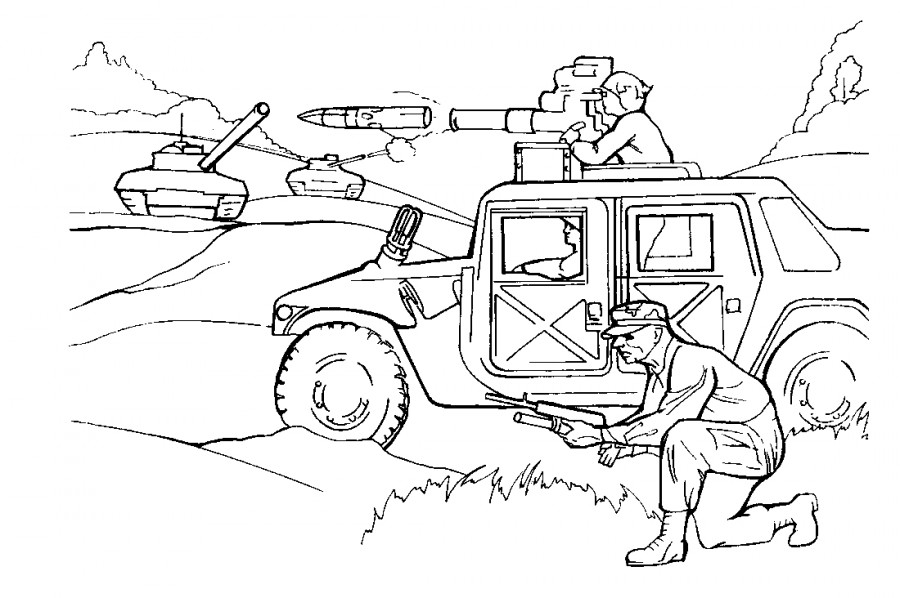 Военные действия - раскраска №2818