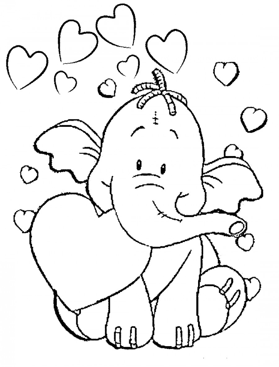 Влюбленный слон - раскраска №3073