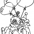 Два клоуна и шары - раскраска №3075