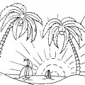 Пальмы на фоне горизонта - раскраска №9875