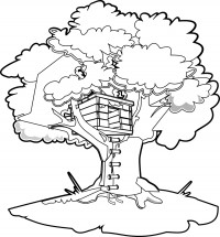 Домик на дереве - раскраска					№5331