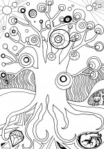 Сказочное дерево - раскраска					№9587