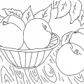 Персики в тарелке - раскраска №10739