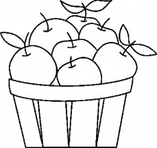 Яблоко в лукошке - раскраска					№4099
