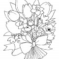 Букет цветов с ленточкой - раскраска №4054
