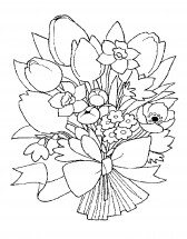 Букет цветов с ленточкой - раскраска					№4054