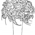 Розы в вазе - раскраска №11560
