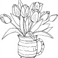 Тюльпаны в вазе - раскраска №13673