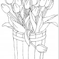 Тюльпаны в ведре - раскраска №14172