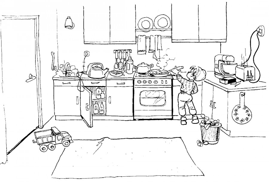 Кухня и помощник - раскраска №8604