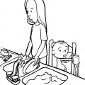 Кухня с мамой и малышом - раскраска №10425