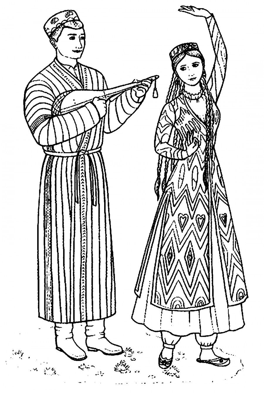 Узбекский костюм - раскраска №11571