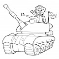 Военный в танке - раскраска №10438