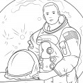 Космонавт снял шлем - раскраска №13398
