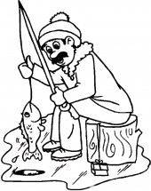 Зимняя рыбалка - раскраска					№10347
