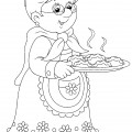 Бабушка с пирогами - раскраска №11841