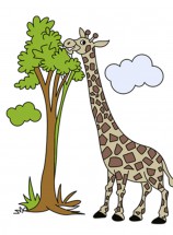 Жираф ест дерево - картинка					№10966