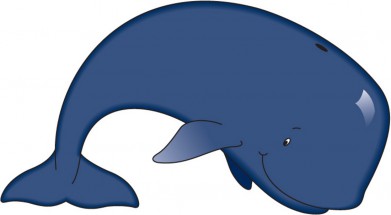 Мультяшный рисунок кита - картинка					№12559