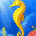 Золотистый морской конек в море - картинка №14002
