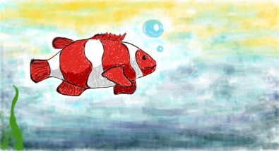 Рыба клоун плывет под водой - картинка					№10301