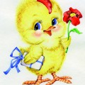 Цыпленок с подарком и цветочком - картинка №11178