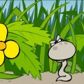 Серьезный червяк и желтый цветок - картинка №11479