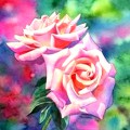 Чайные розы на пестром фоне - картинка №9651