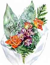 Букет цветов в обертке - картинка					№10516