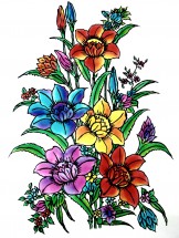 Разноцветные цветы - картинка					№10830