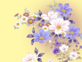 Синие и белые цветы - картинка					№13235